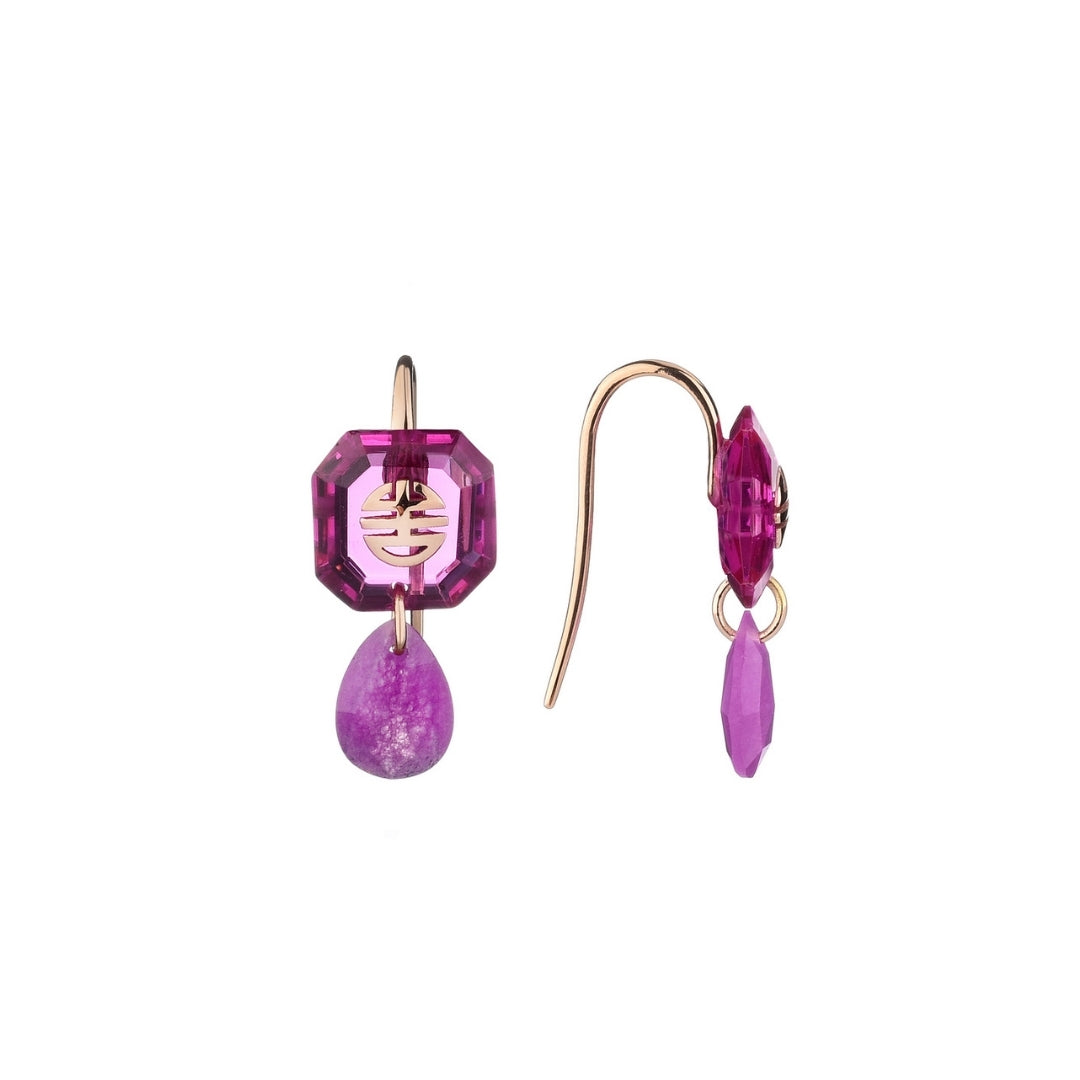 Orecchini Dna Zaffiro rosa e Giada lavanda