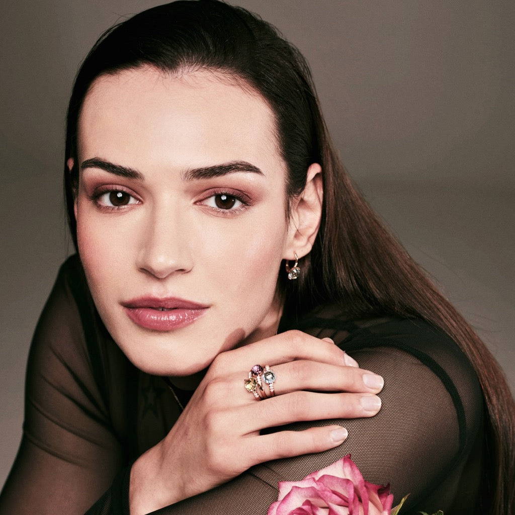 MIMI MILANO Orecchini Cherry in oro rosa 18 carati con pietra colorata e diamanti