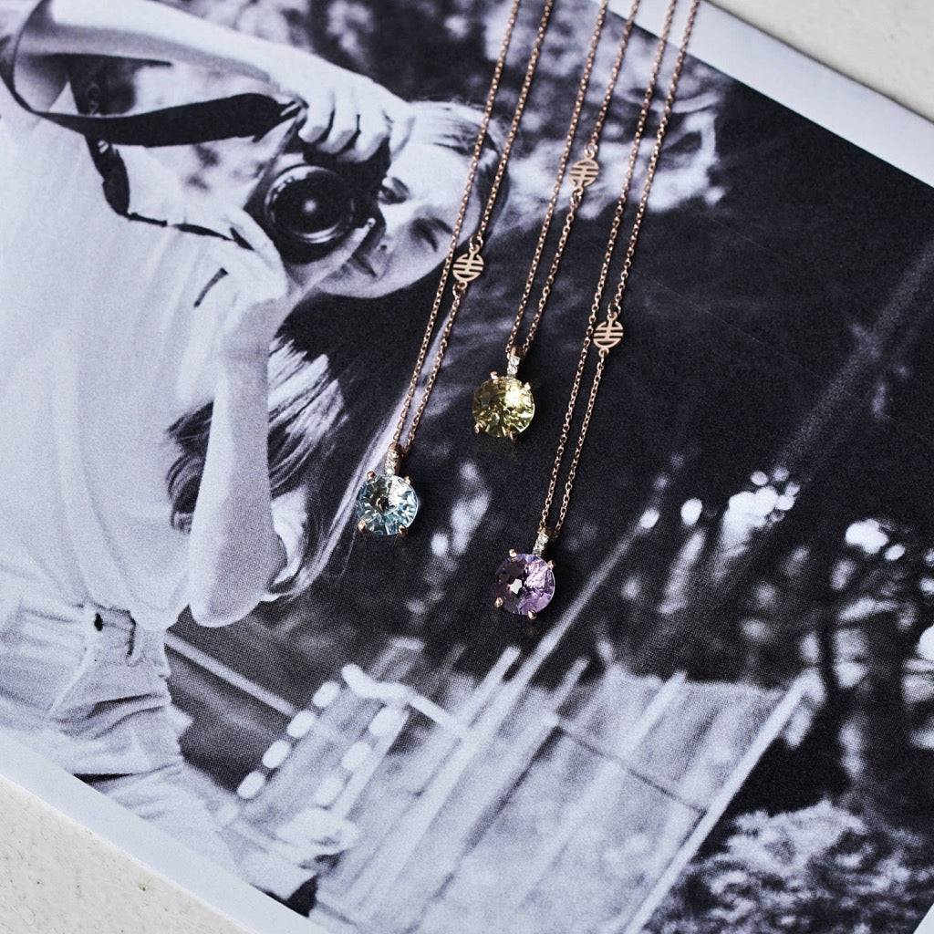 MIMI MILANO Pendente Cherry in oro rosa 18 carati con pietra colorata e diamanti