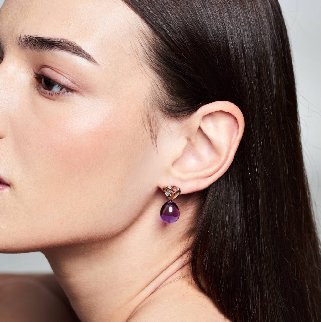 MIMI MILANO Orecchini Love Knot con ametista e diamanti