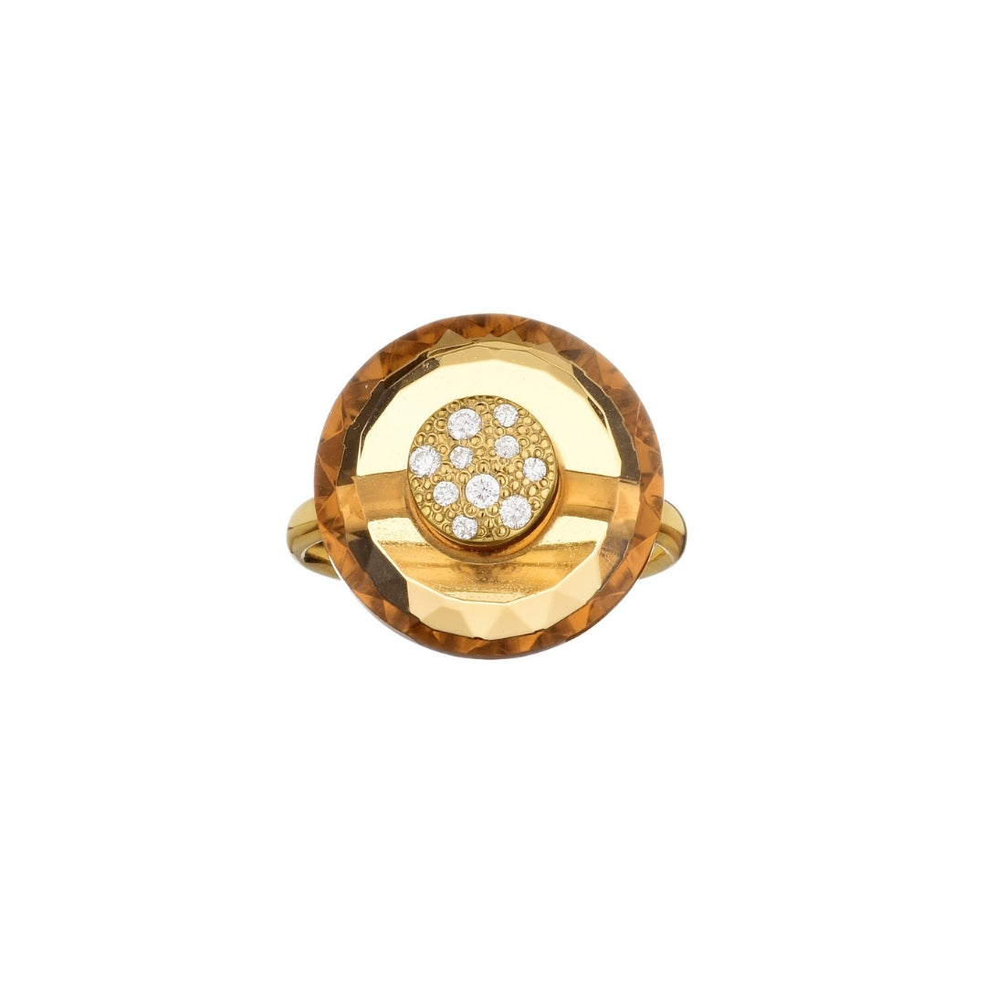 Anello Dna Quarzo citrino e diamanti