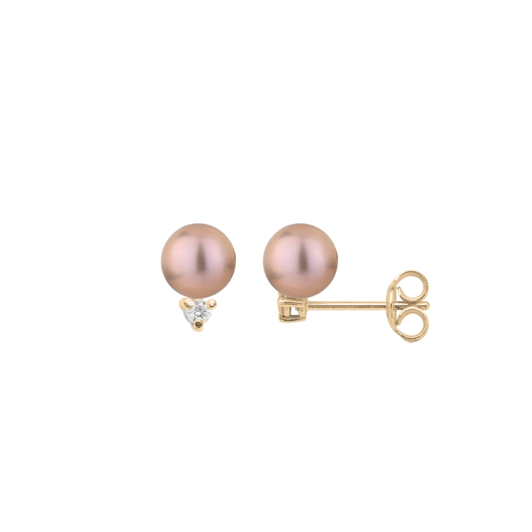 MIMI Orecchini classici con perle rosa e diamanti perle viola