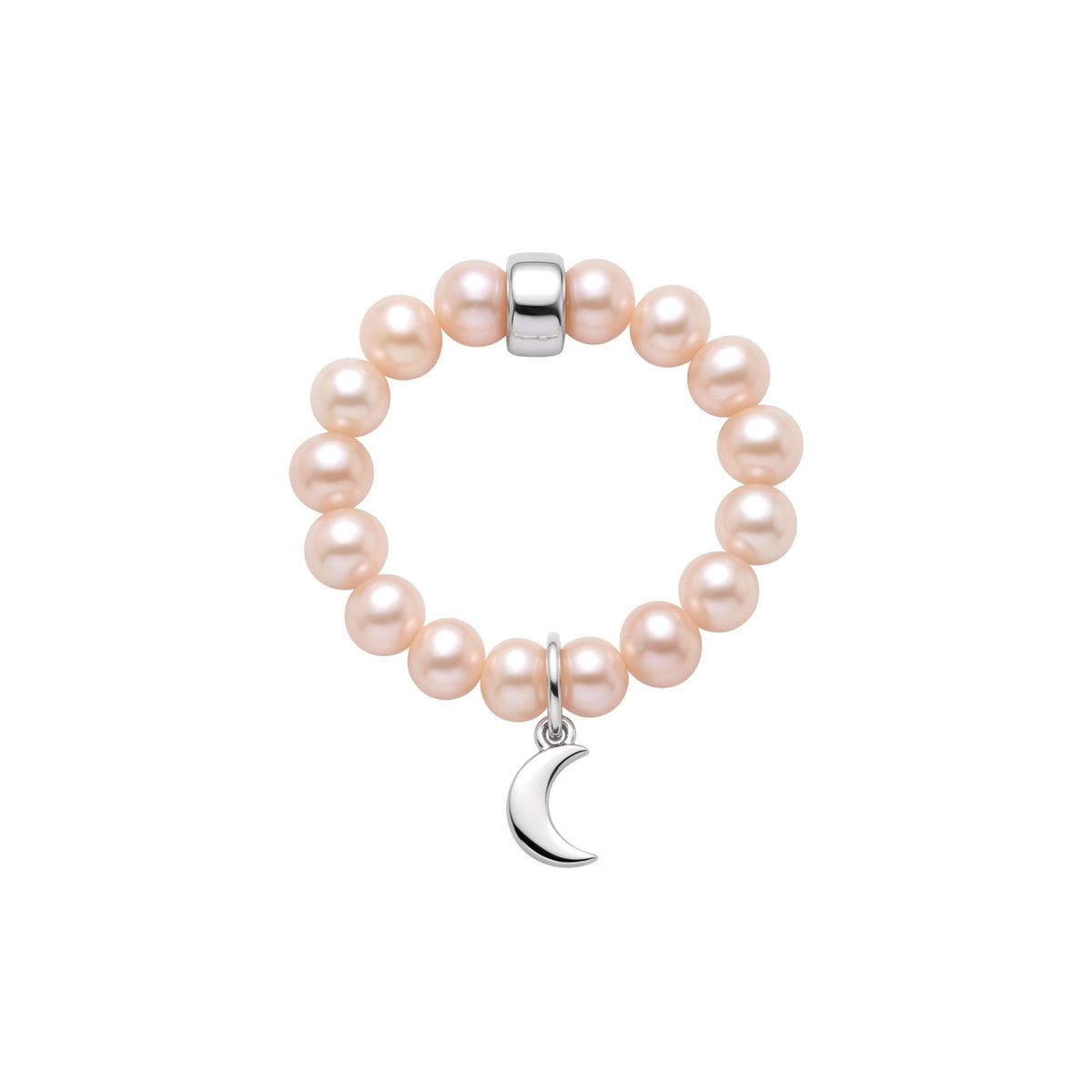Elastica Moon ring with pink pearls — MIMÍ Milano
