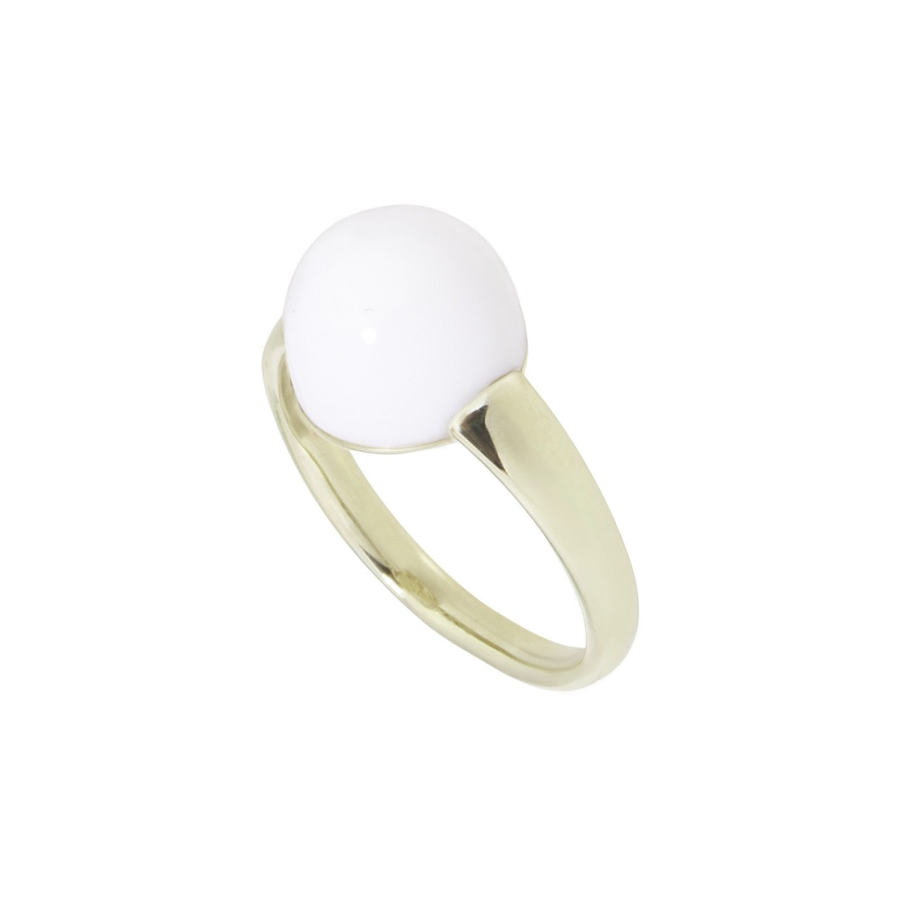 MIMI MILANO Anello Kalira Agata Bianca in oro giallo champagne
