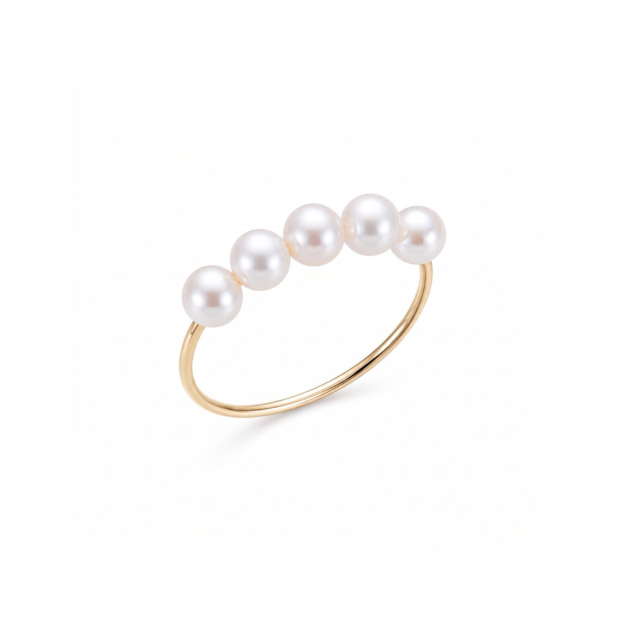Anello MIMÍ Milano in oro giallo 9k con 5 perle Freshwater bianche 4-4,5 mm