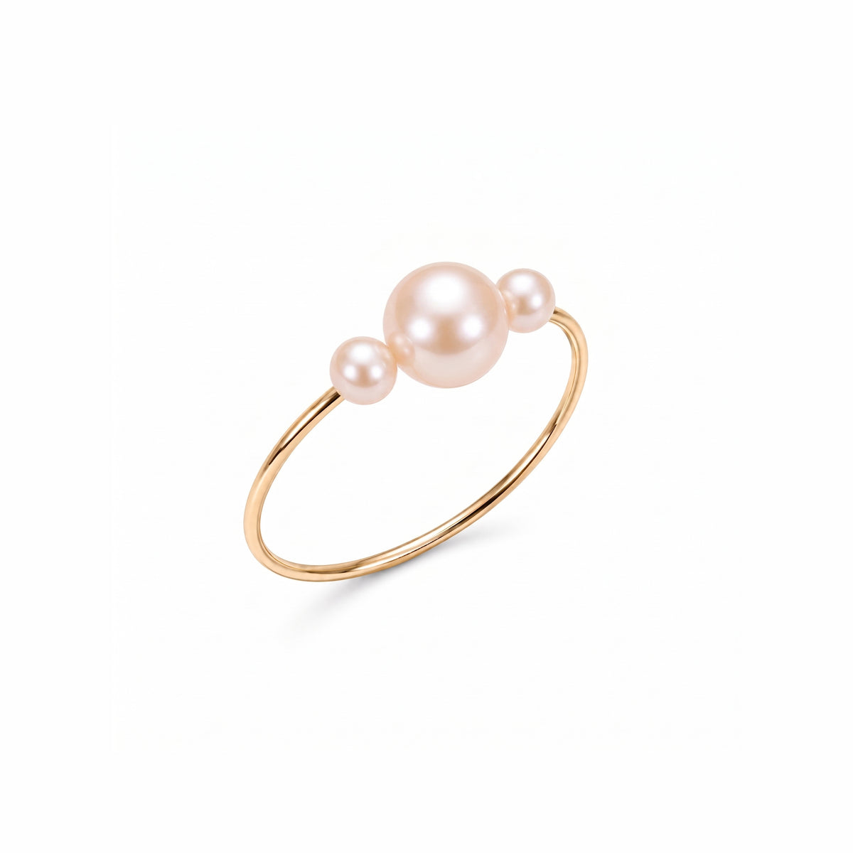 Anello MIMÍ Milano in oro giallo 9k con 2 perle Freshwater rosa 3,5-5,5 mm