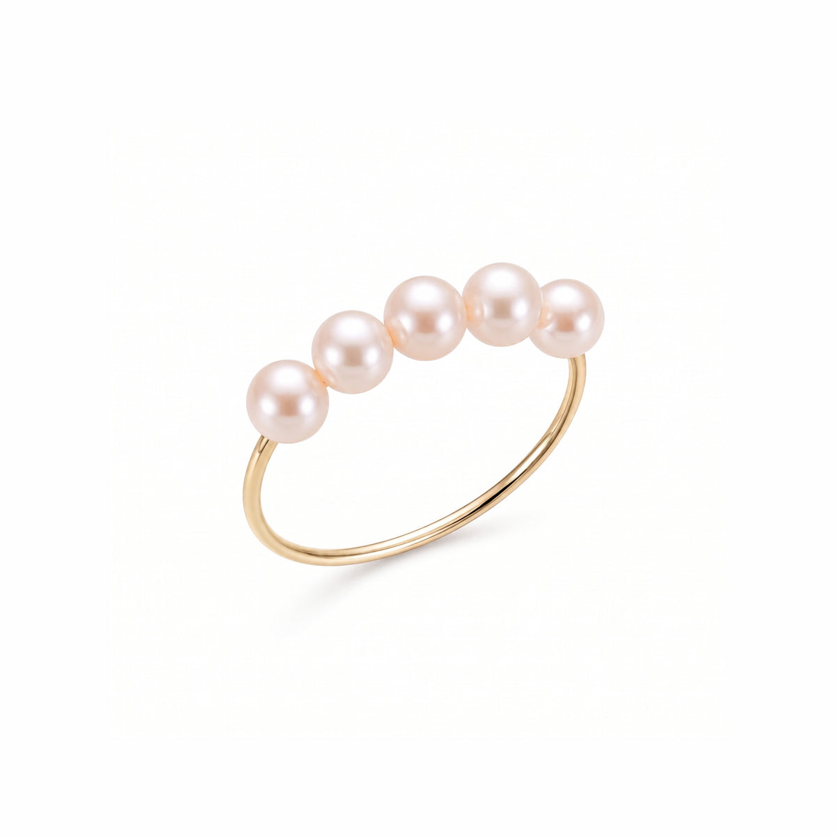 Anello MIMÍ Milano in oro giallo 9k con 5 perle Freshwater rosa 4-4,5 mm
