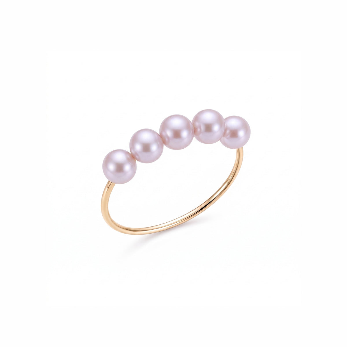 Anello MIMÍ Milano in oro giallo 9k con 5 perle Freshwater viola 4-4,5 mm