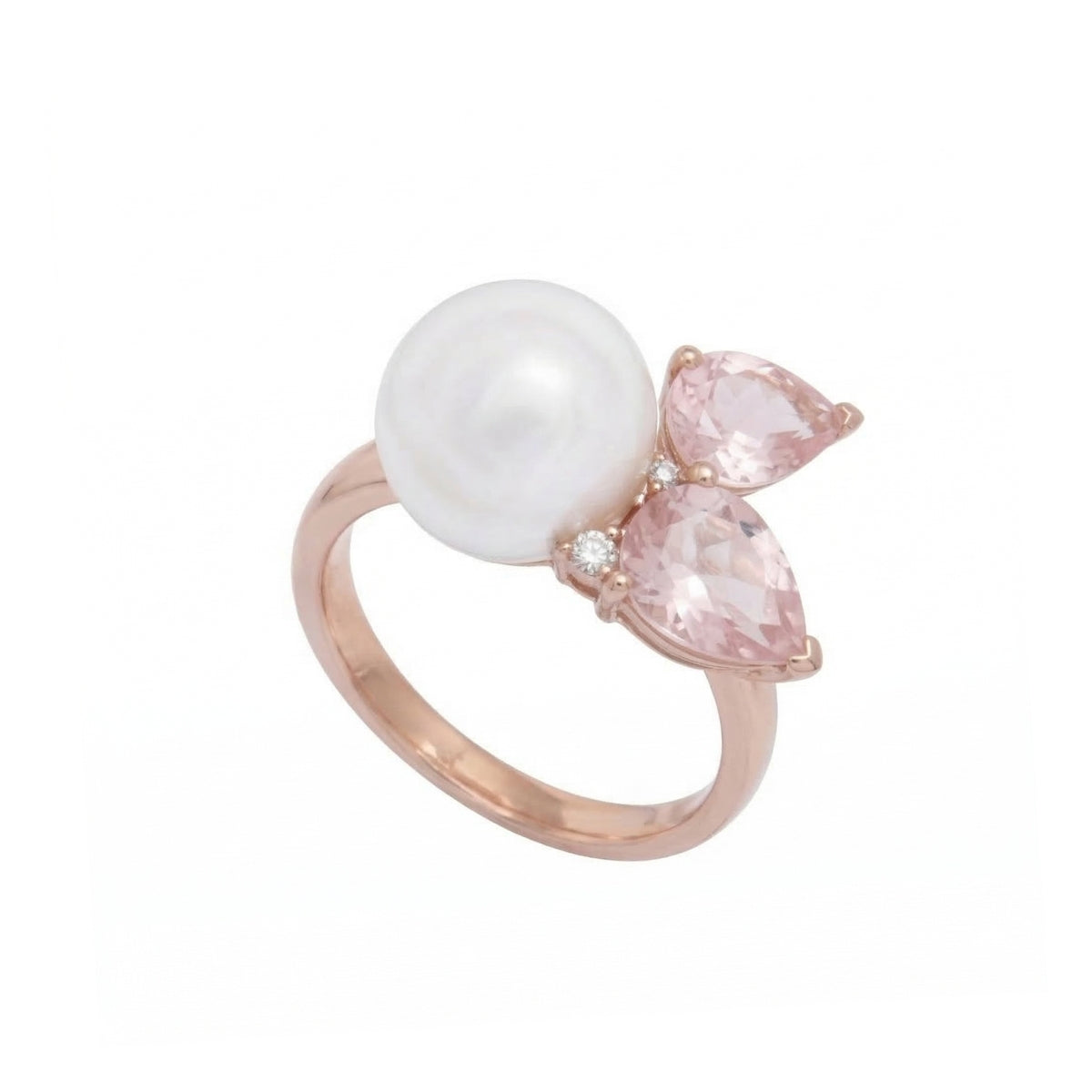 MIMI MILANO Anello Cocktail con quarzo rosa milky, perla South Sea e diamanti