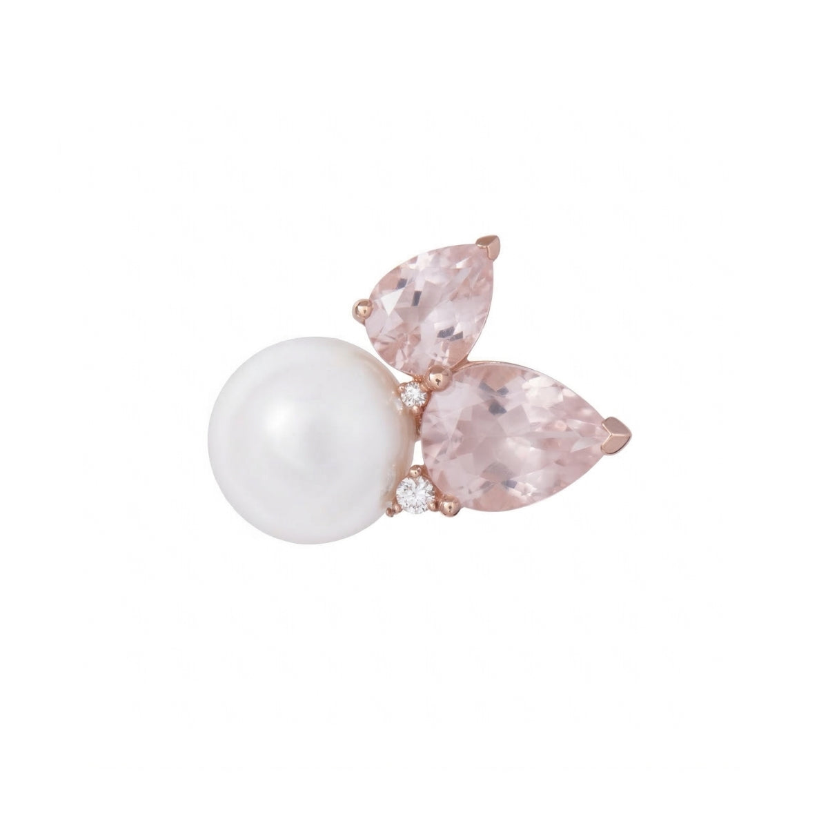 MIMI MILANO Anello Cocktail con quarzo rosa milky, perla South Sea e diamanti