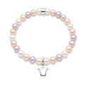 Crown bracelet with multicolour pearls