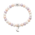 Moon bracelet with multicolour pearls