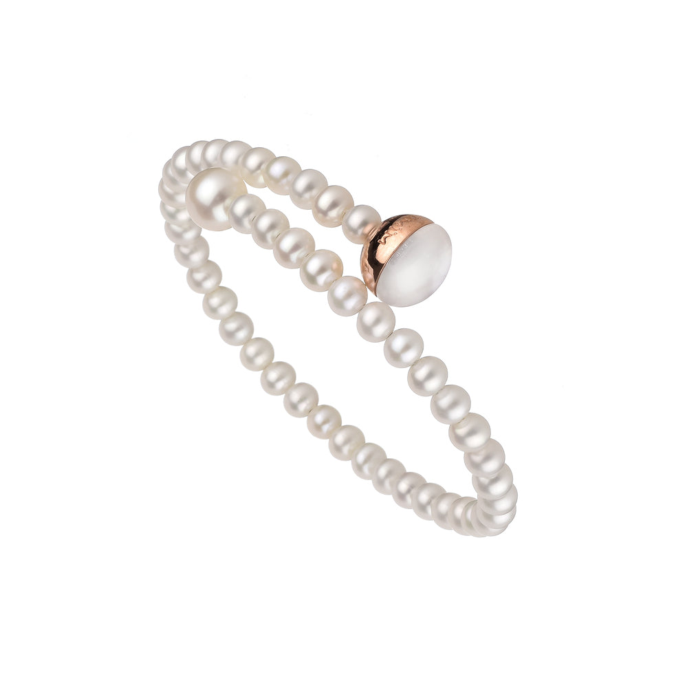 MIMI Bracciale semirigido perle bianche e cristallo di rocca