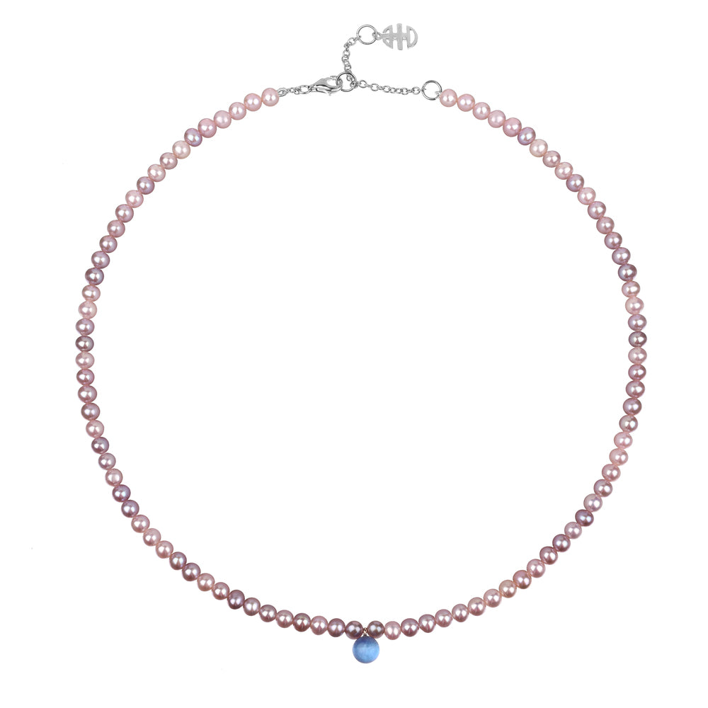 MIMI Collana di perle Zabette con doppietta rossa azzurro