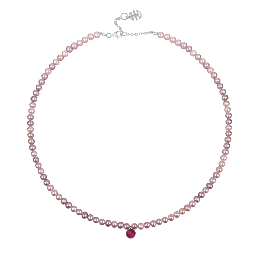 MIMI Collana di perle Zabette con doppietta rossa rosso