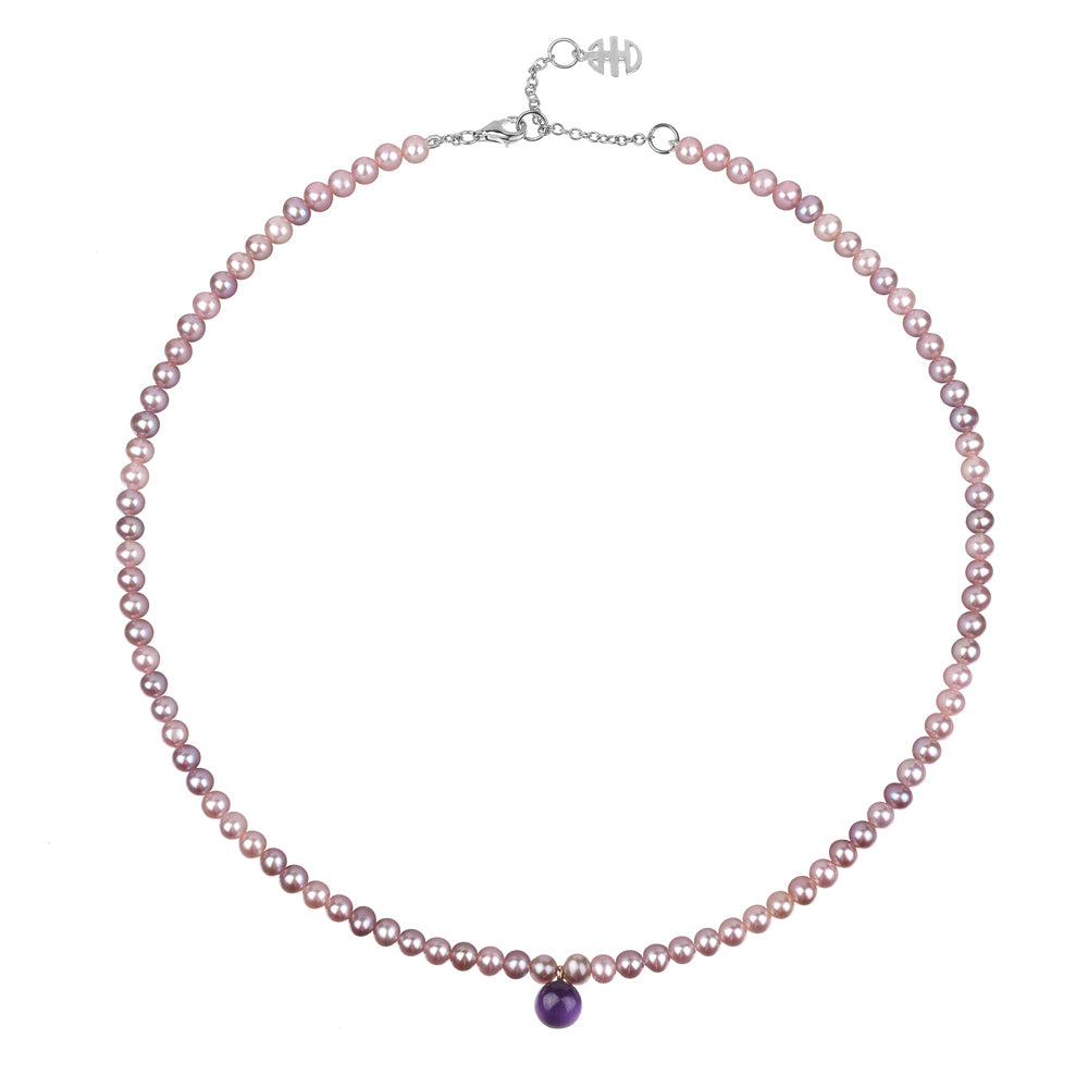 MIMI Collana di perle Zabette con doppietta rossa viola