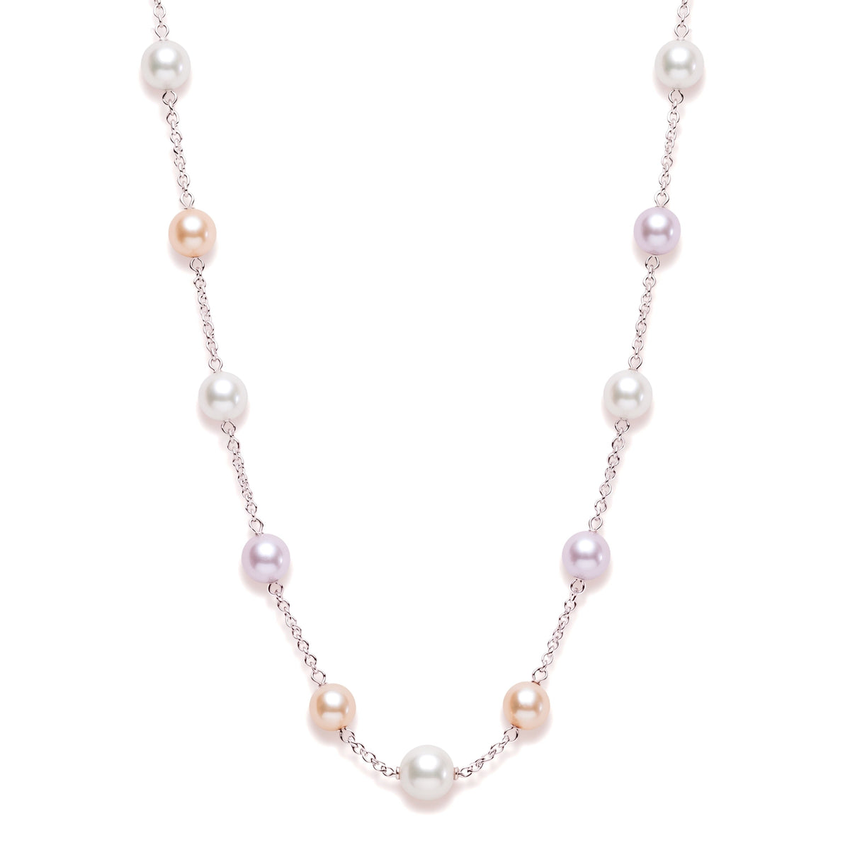 Multicolour pearl necklace in silver 5.5-6 mm — MIMÍ Milano