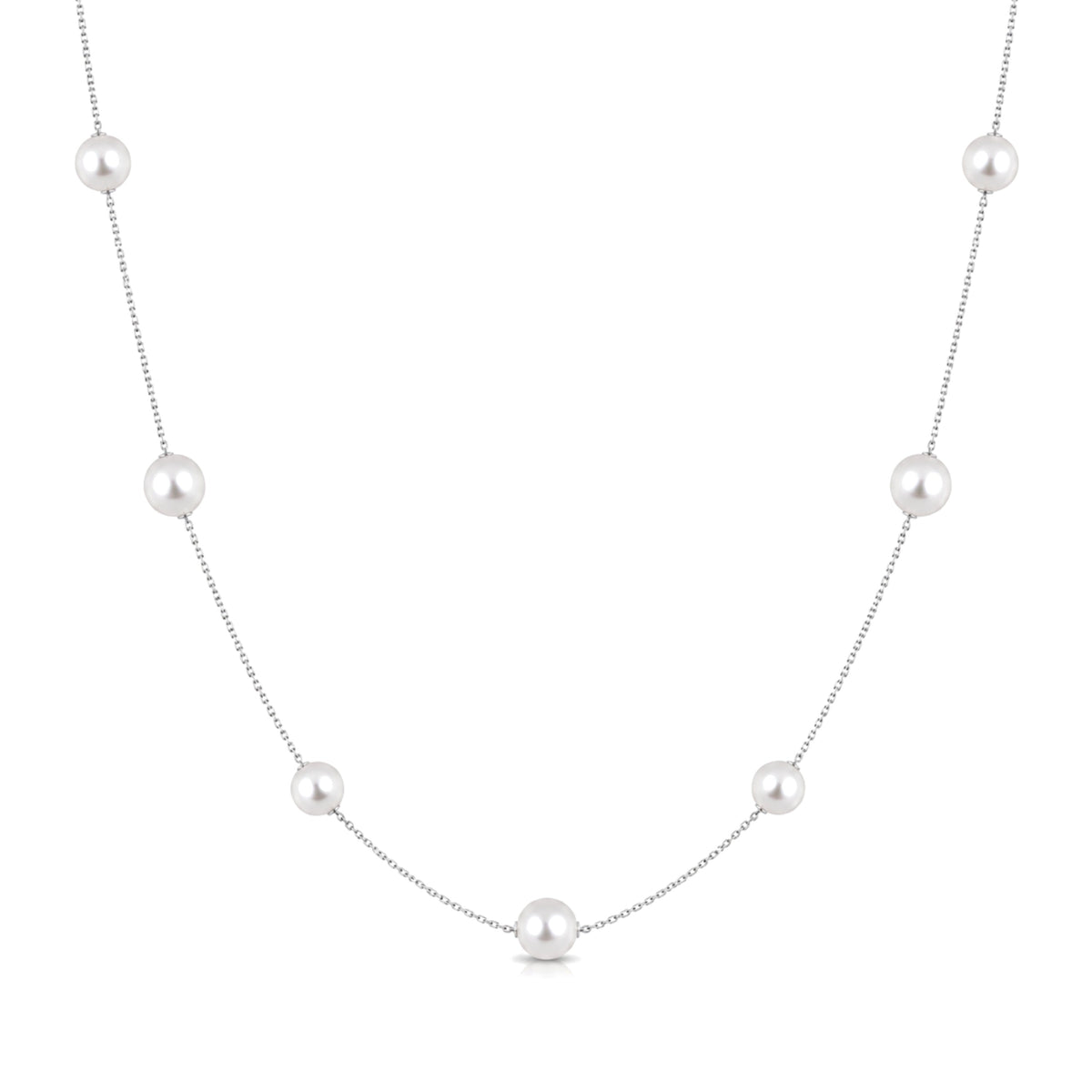 White Akoya pearl necklace in 18k white gold — MIMÍ Milano