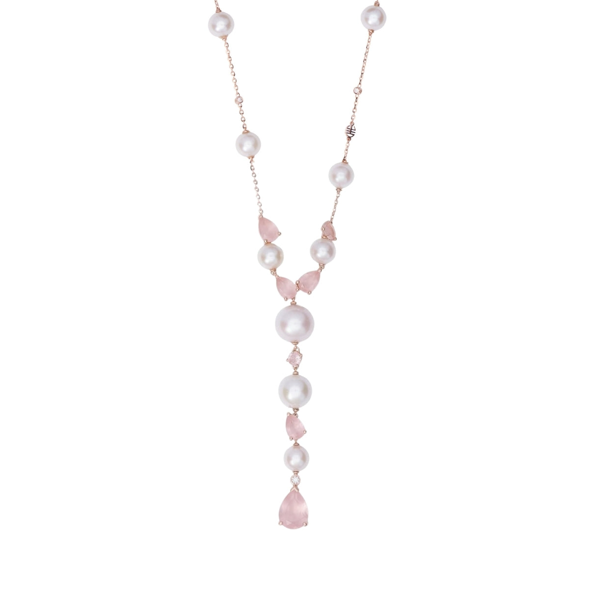 MIMI MILANO Collana Cocktail con quarzo rosa milky, perle South Sea e diamanti
