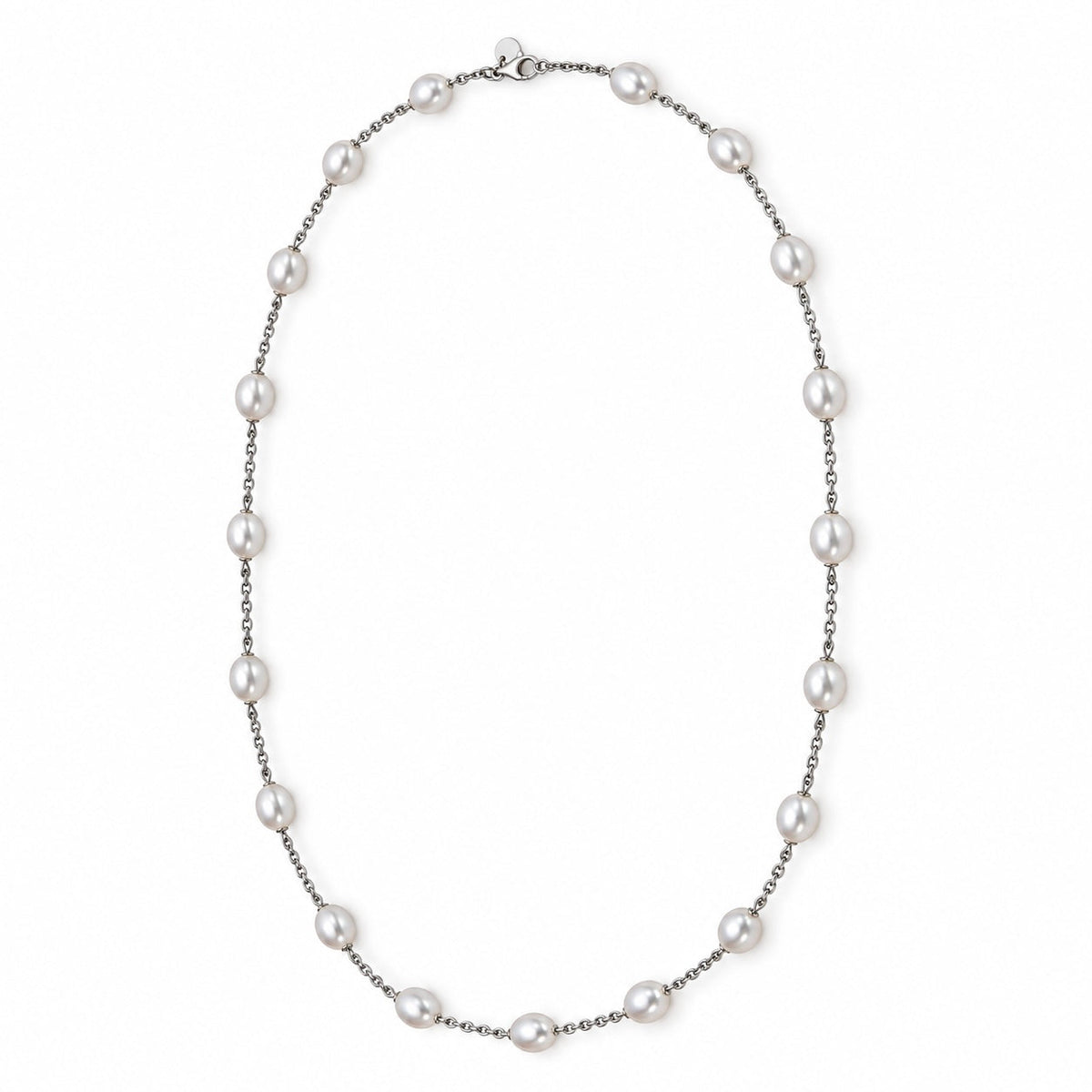 Collana lunga in argento 925 con 19 perle barocche bianche, 99 cm — MIMÍ Milano