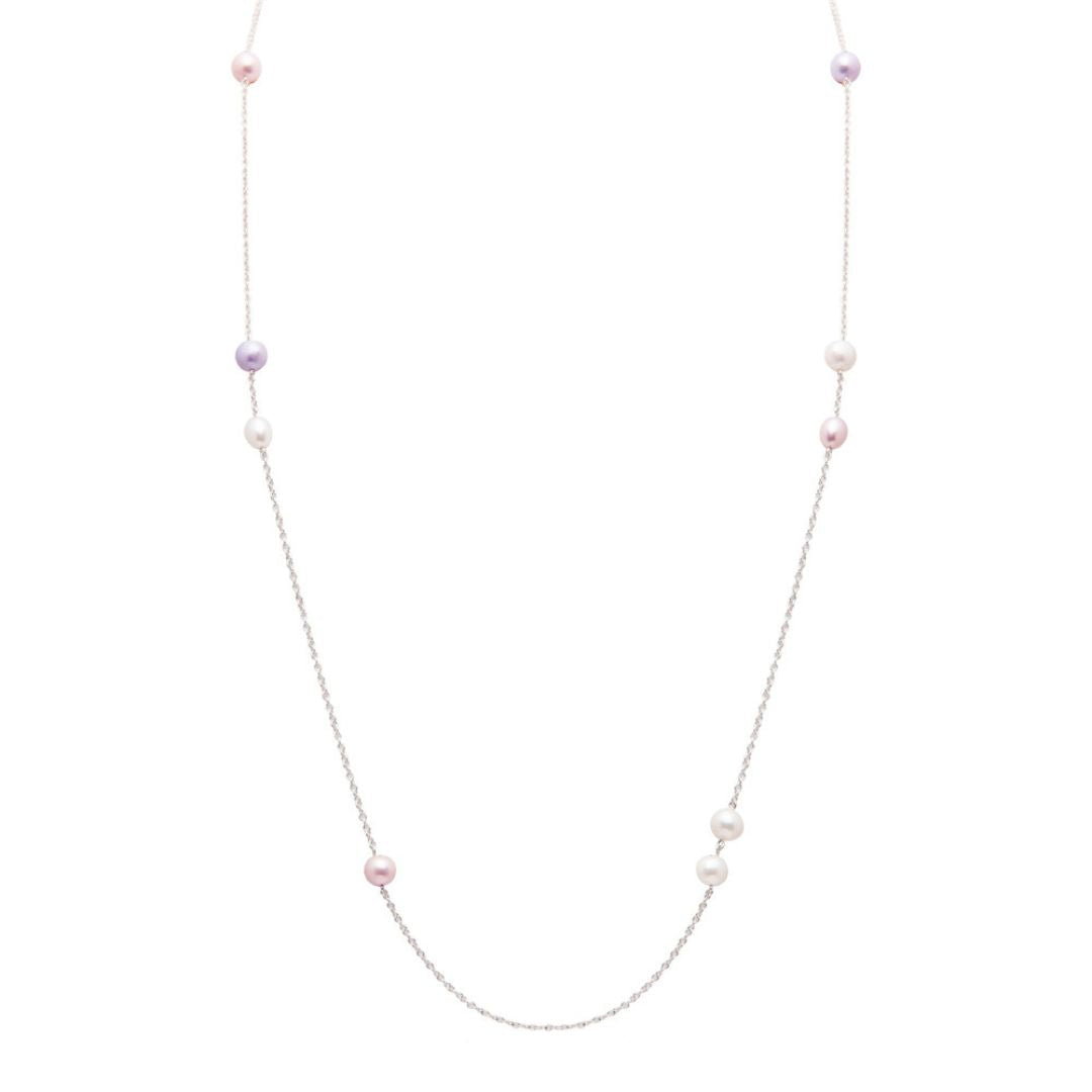 MIMI Collana Nagai perle alternate 90 cm Bianche - Viola - Rosa