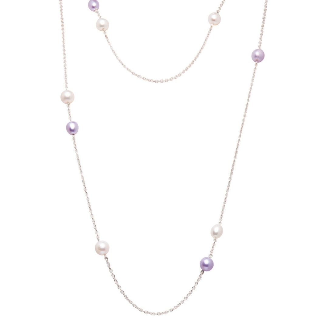 MIMI Collana Nagai perle alternate 90 cm Bianche e Viola