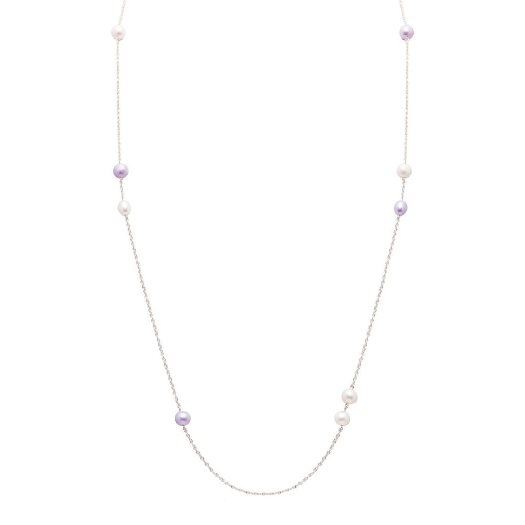 MIMI Collana Nagai perle alternate 90 cm Bianche e Viola