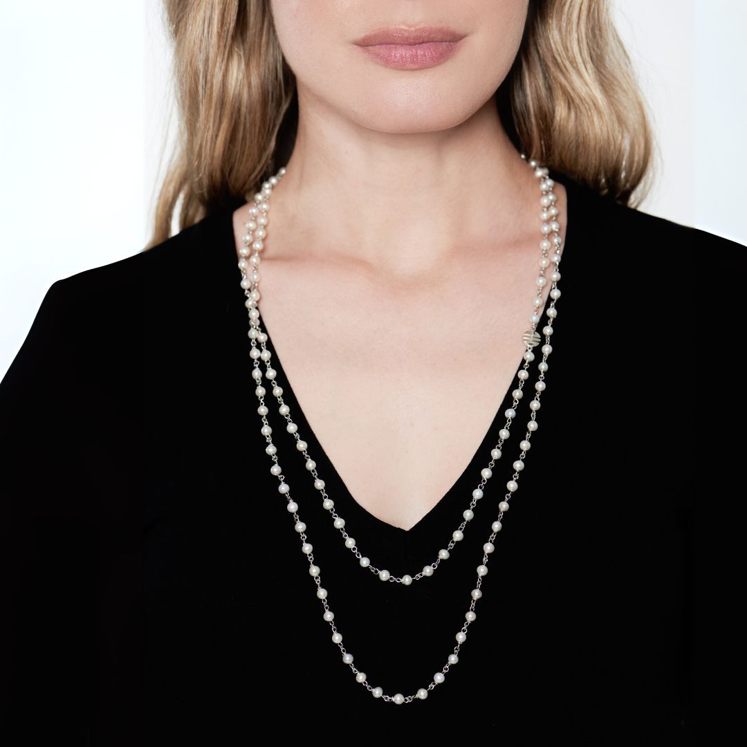 MIMI Collana Nagai perle bianche - 150 cm