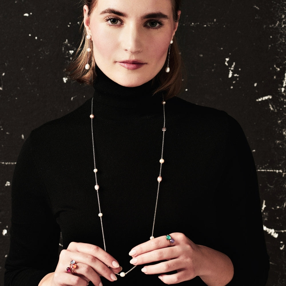 MIMI Collana Nagai perle alternate 90 cm Bianche