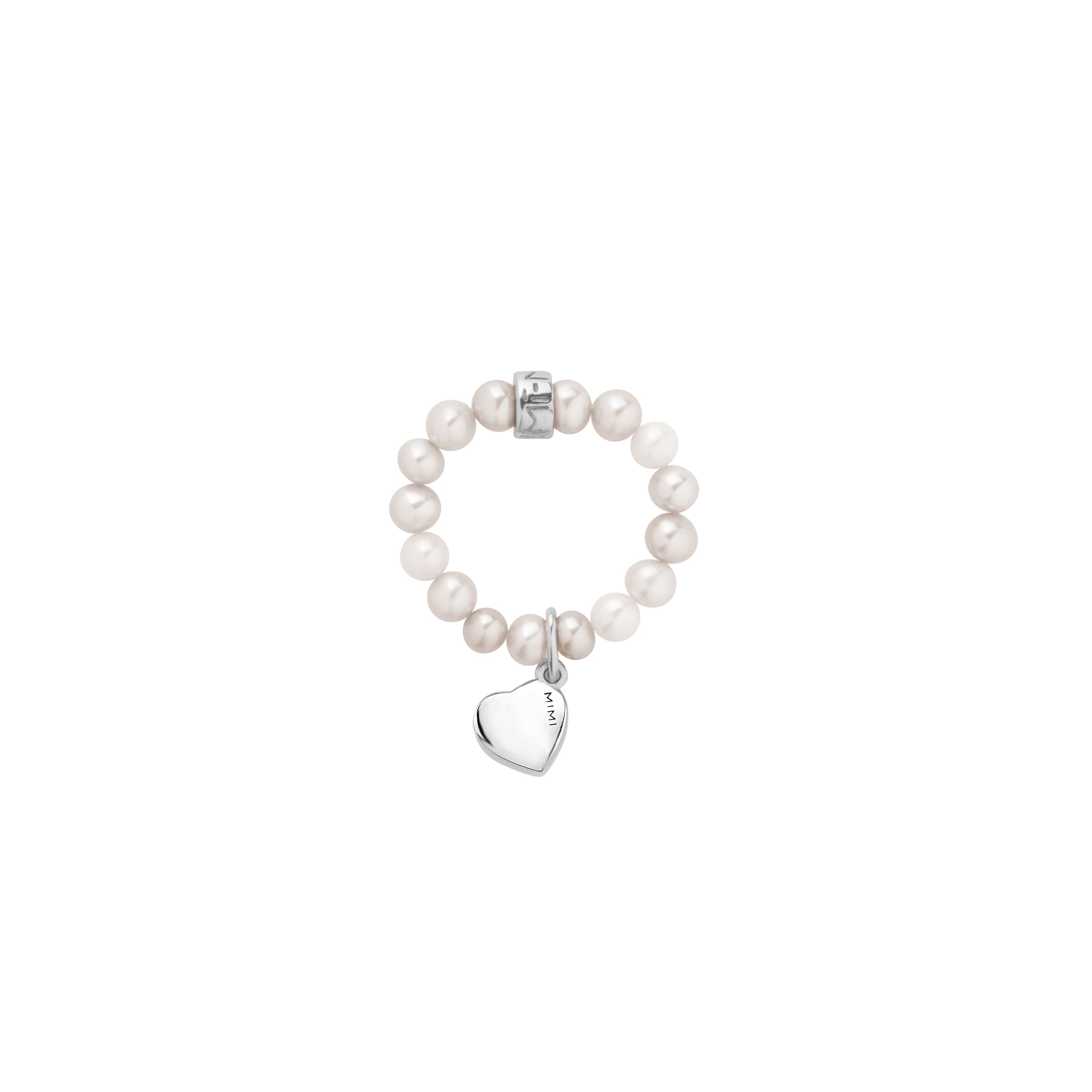 MIMI Anello Elastica con perle freshwater e Charm cuore