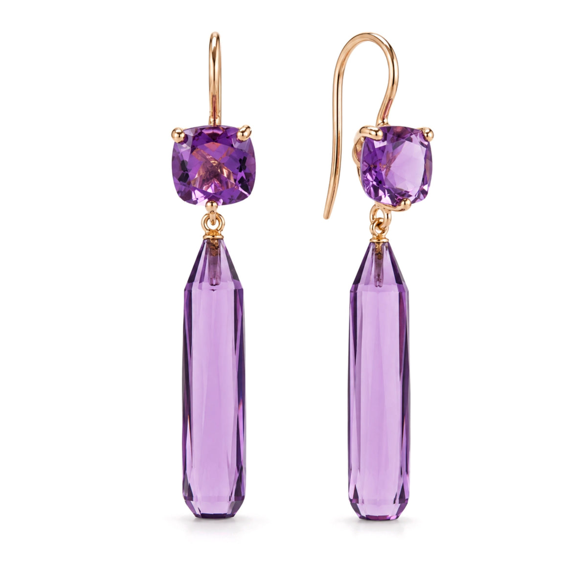 Shanti amethyst earrings, 18k rose gold — MIMÍ Milano