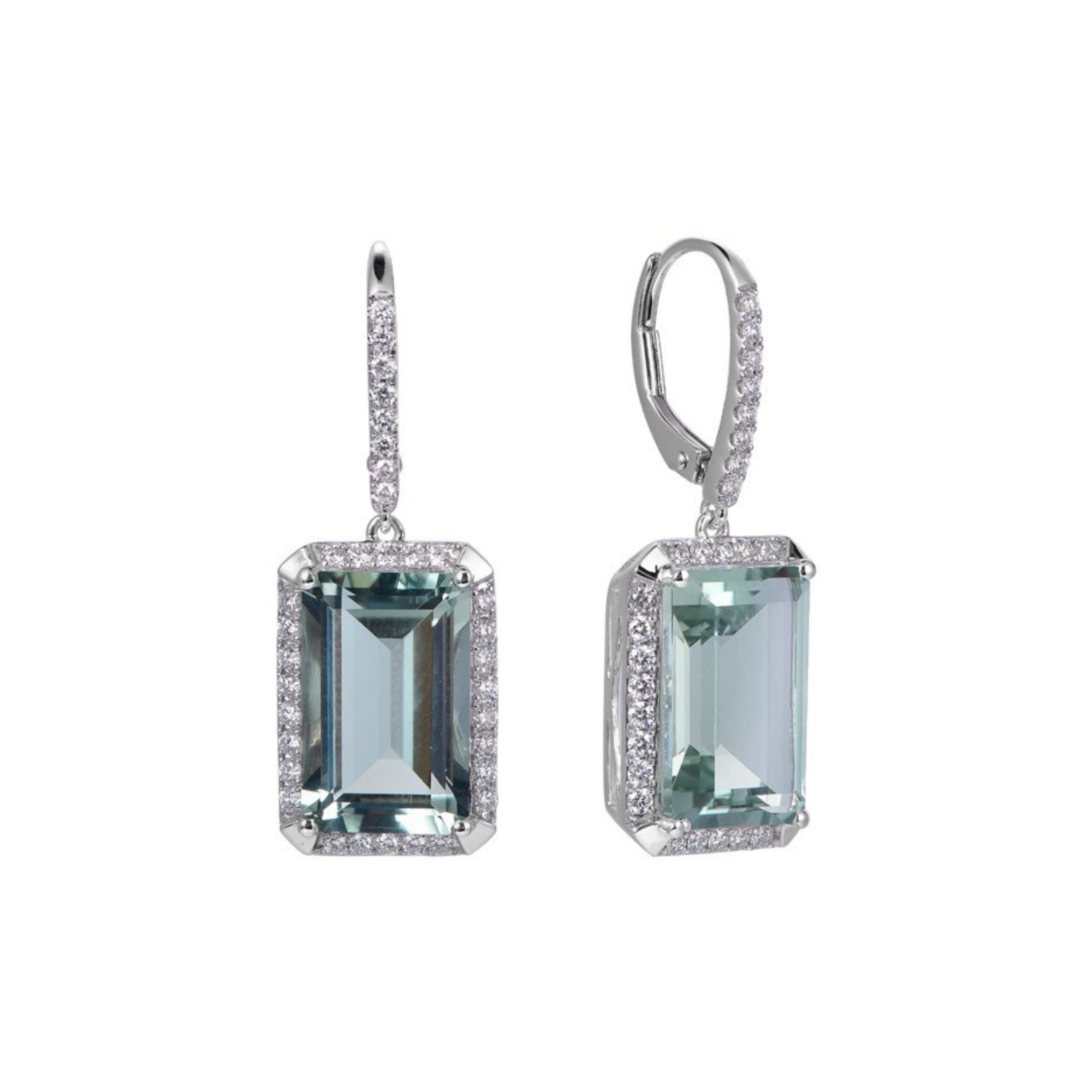 MIMI Orecchini Shanti in oro bianco con prasiolite e diamanti