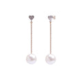 Heart white pearl earrings with chain