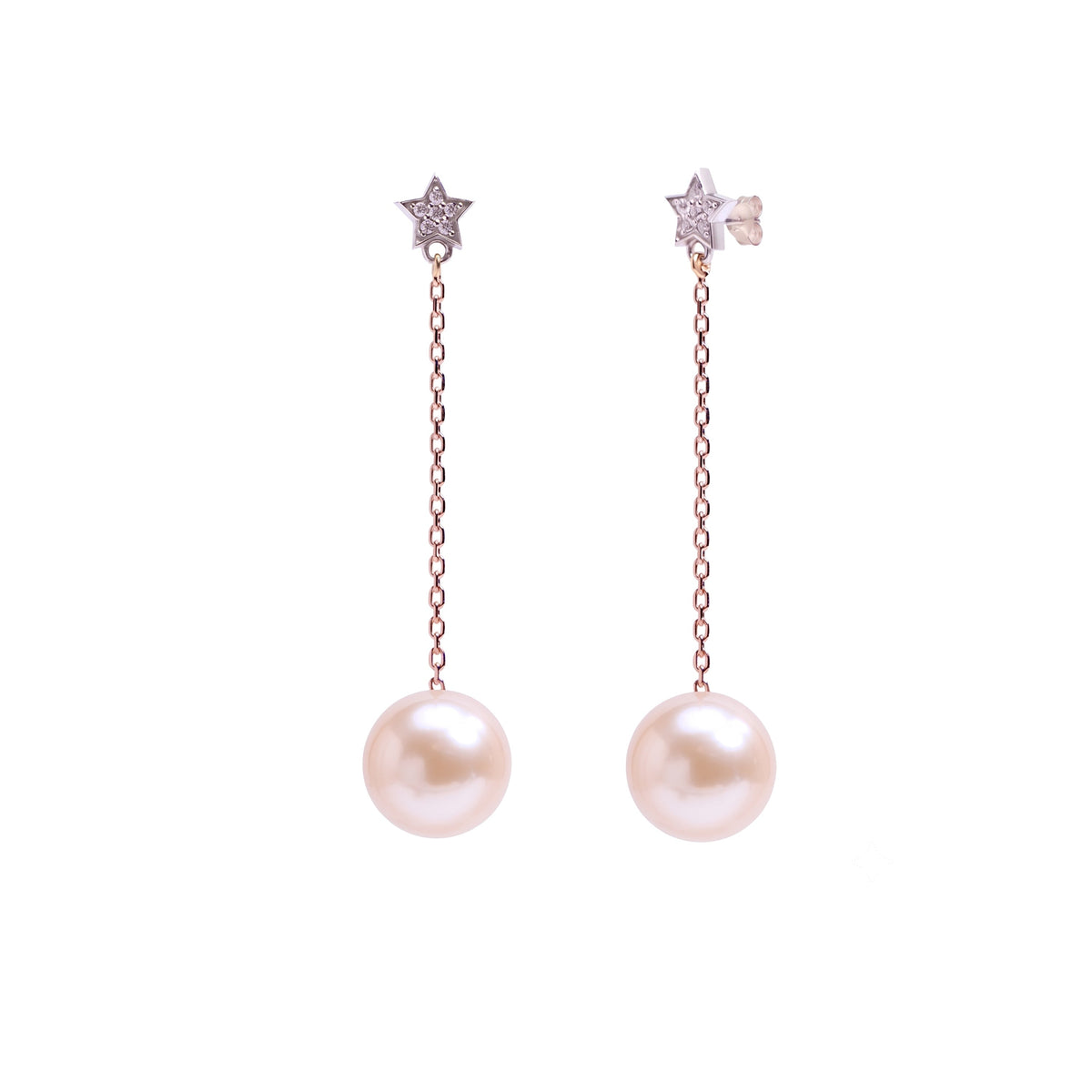 Orecchini Stella perle rosa con catenella — MIMÍ Milano
