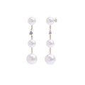 Heart earrings with three white pearls and chain