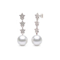 Short 3 Stars white pearl earrings