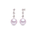 Short 3 Hearts purple pearl earrings