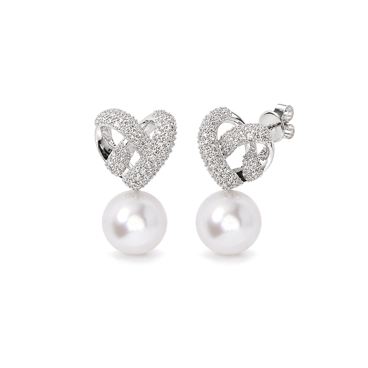 Orecchini Love Knot perno e clip perle South Sea bianche — MIMÍ Milano