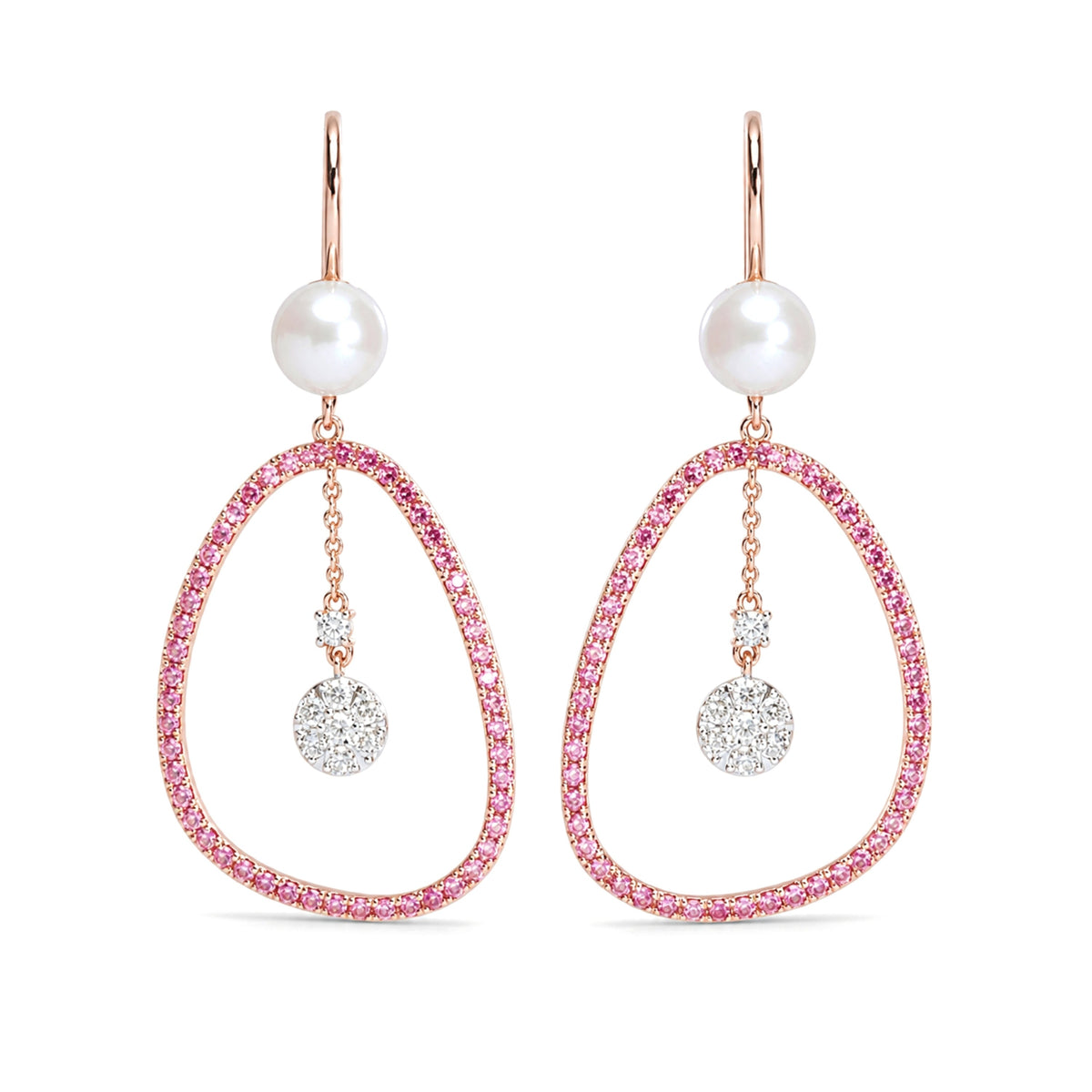Vivienne Akoya earrings 5.5-6 mm (pink sapphire) — MIMÍ Milano