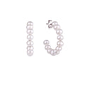 White pearl hoop earrings