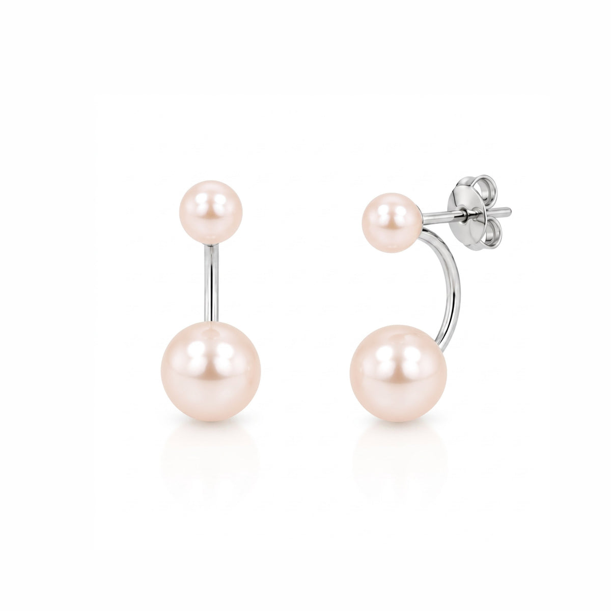 Orecchini Jacket MIMÍ Milano in argento 925 con perle Freshwater rosa 5-5,5 e 8-8,5 mm