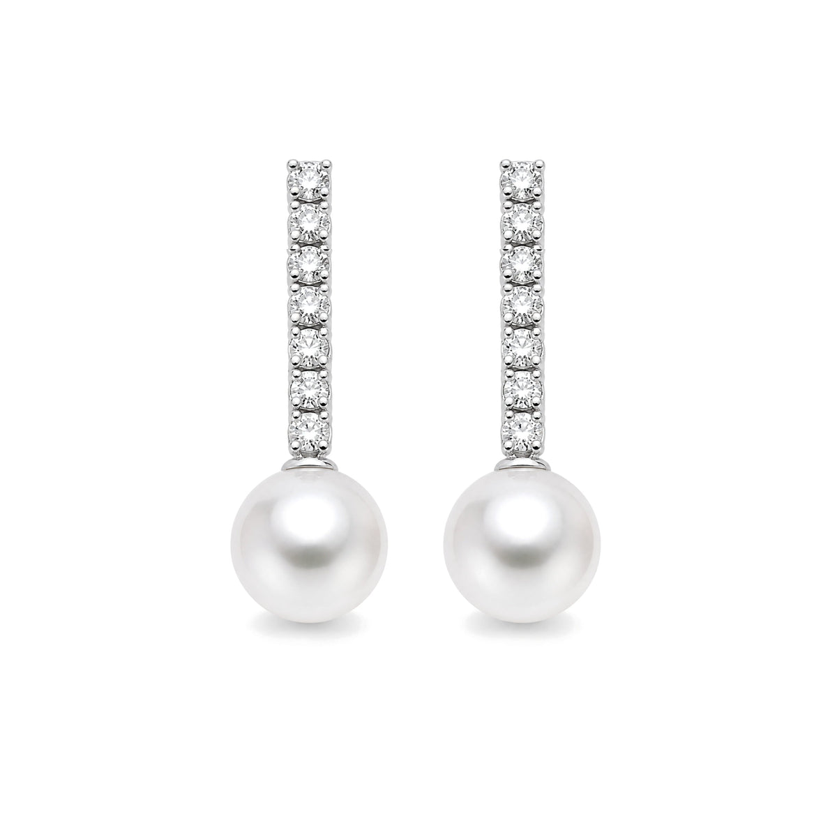 Fiammifero 7-diamond Akoya pearl earrings — MIMÍ Milano
