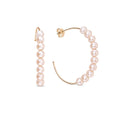 Large Hoop Earrings pink pearls