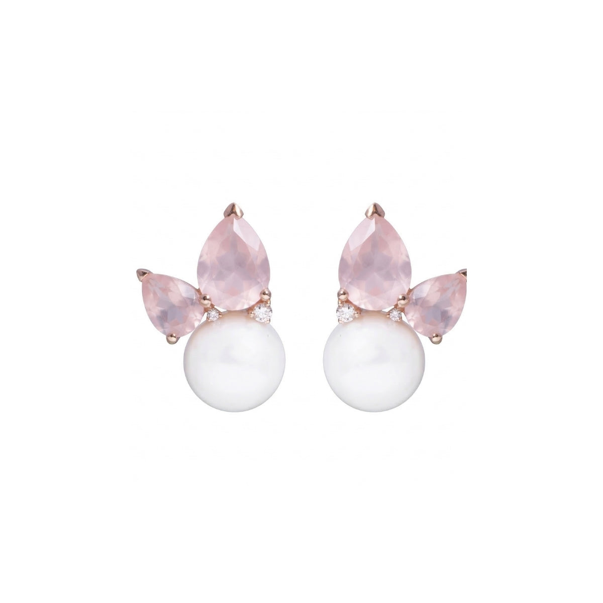 MIMI MILANO Orecchini Cocktail con quarzo rosa milky, perla South Sea e diamanti