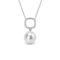 Cushion pendant with white Akoya pearl