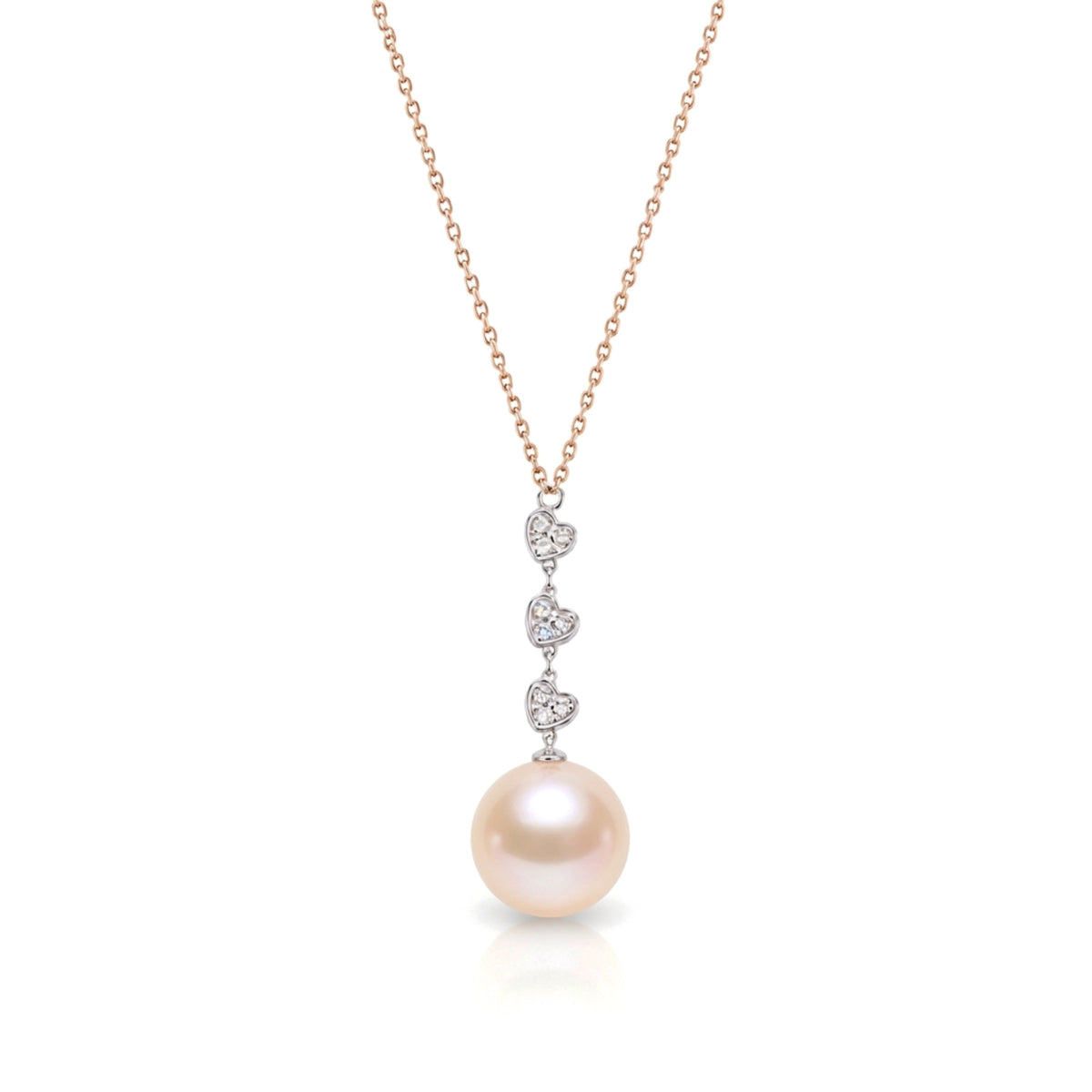 Pendente 3 Cuori perla rosa — MIMÍ Milano