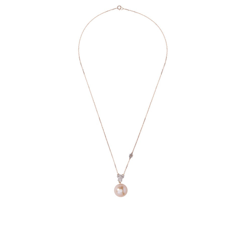 Pendente con perla rosa e stella di diamanti