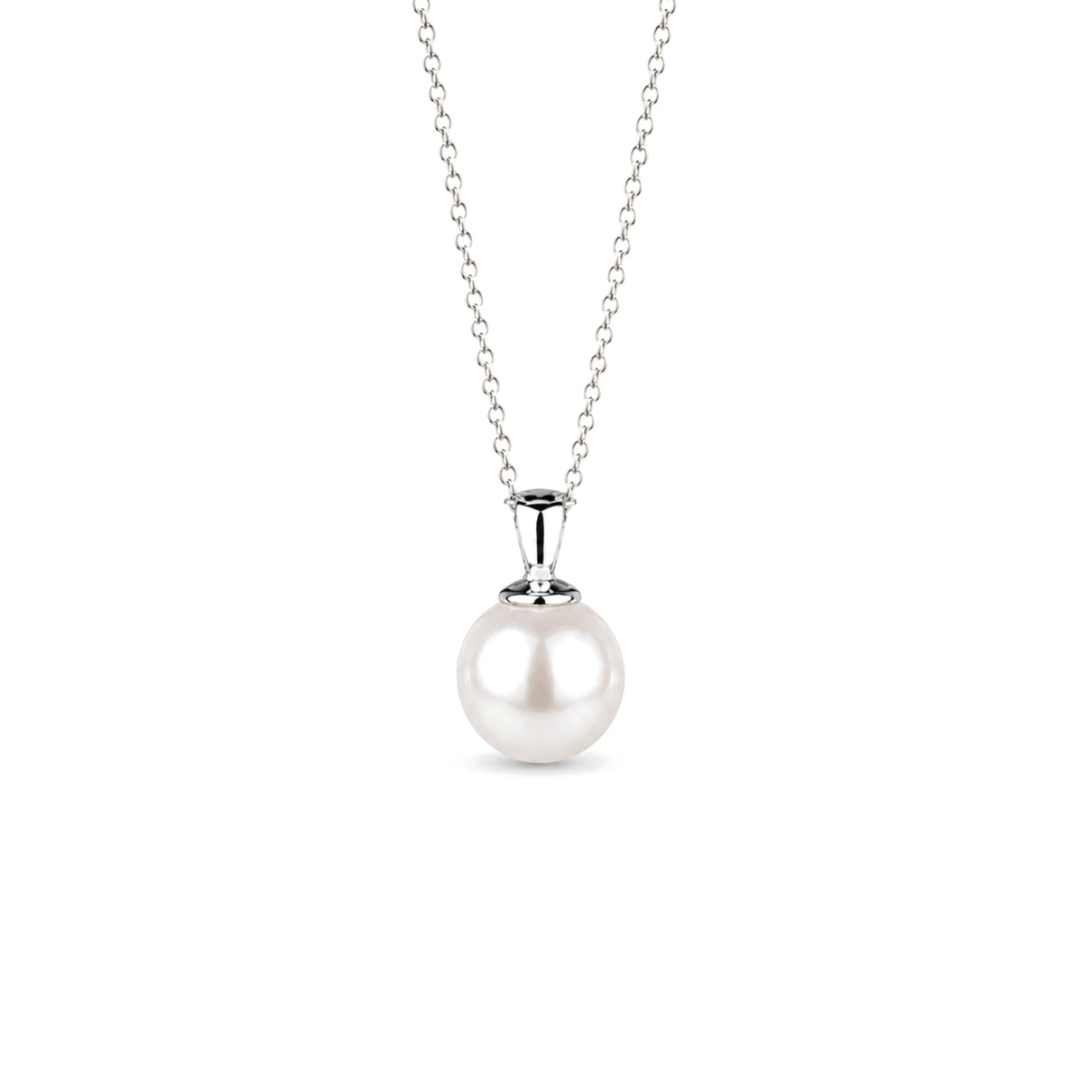 White pearl pendant 925 silver (round) — MIMÍ Milano