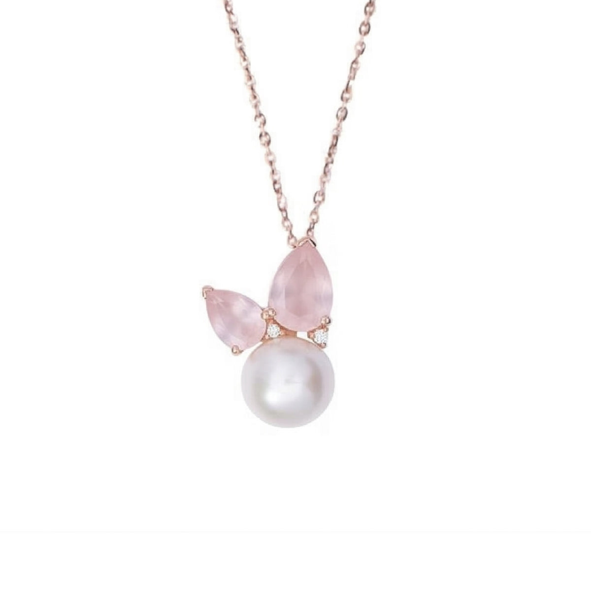 MIMI MILANO Pendente Cocktail con quarzo rosa milky, perla South Sea e diamanti