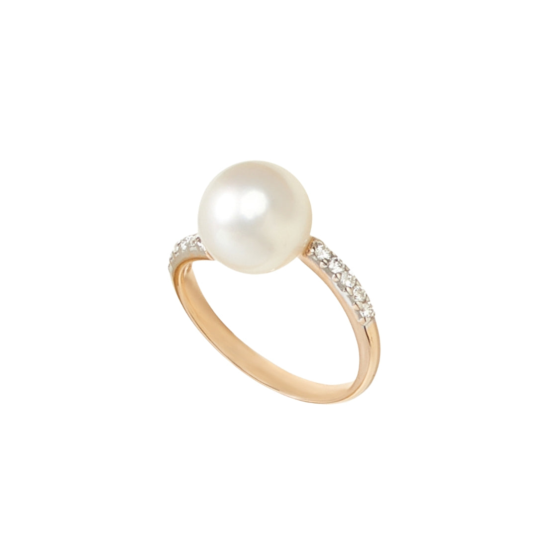 Bague Abbracci avec perle d'eau douce blanche et diamants MIMI